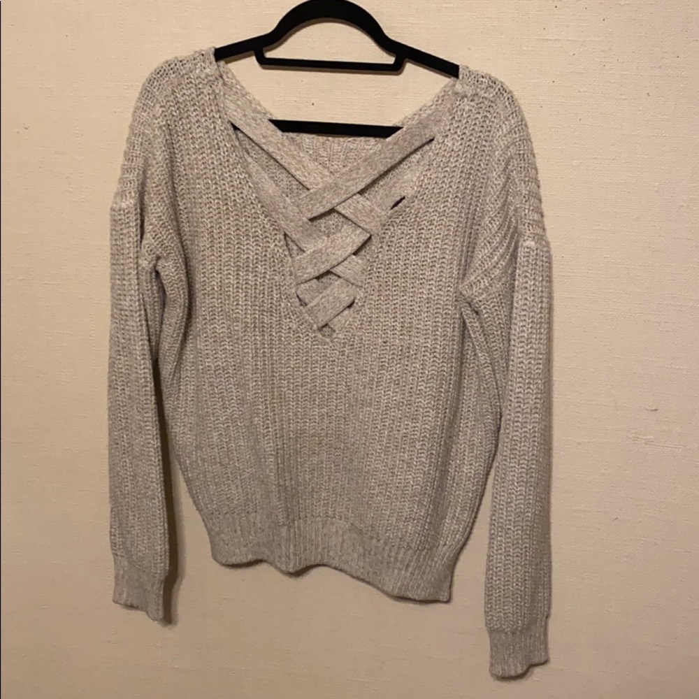 Cream UO open back sweater